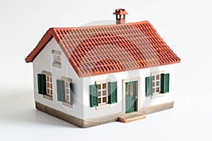 Miniature House Model on White Background