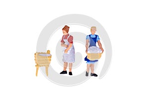 Miniature Housewife people isolate on white background.