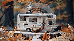 a miniature man that is standing in front of a camper