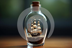 Miniature Miniature ship bottle. Generate Ai