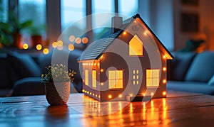 A miniature model of a cozy tiny house.Generative AI