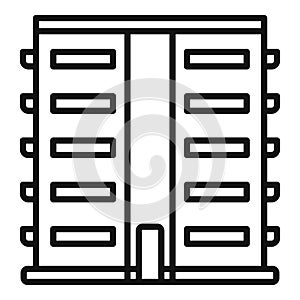 Miniature multistory building icon outline vector. Exterior block