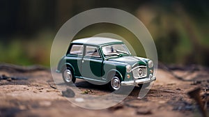 Miniature old toy car in vintage style