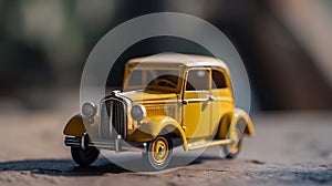 Miniature old toy car in vintage style