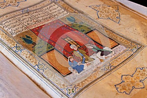Miniature paintings from poems of Nizami Ganjavi. Khamsa or five poems of Nizami. 12th-century