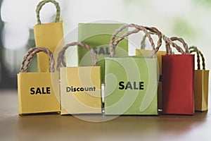Miniature paper shopping bags for advertisement and retail