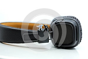 Miniature people : Businessman with Headphones for music studio,business relax music concept.