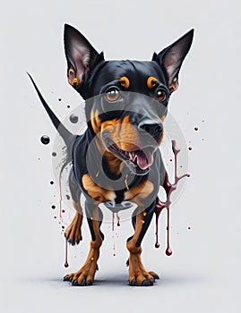 Miniature Pinscher Dog white background Splash Art 2