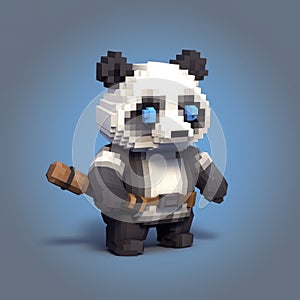 Pixel Art Panda: Detailed Character Design With Adorable Troubadour Style photo