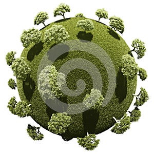 Miniature planet with grove park vegetation