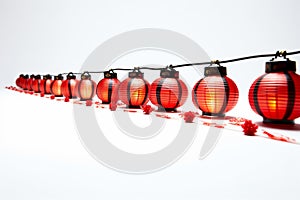 Miniature Red Chinese Lanterns in a Row photo