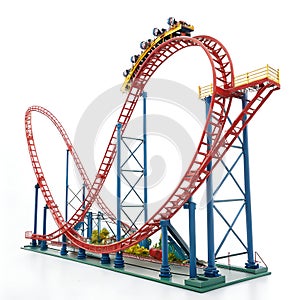 Miniature Roller Coaster Isolated on White Background