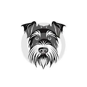 Miniature Schnauzer Icon, Dog Black Silhouette, Puppy Pictogram, Pet Outline, Schnauzer Symbol Isolated