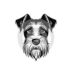 Miniature Schnauzer Icon, Dog Black Silhouette, Puppy Pictogram, Pet Outline, Schnauzer Symbol Isolated