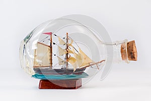 Miniature ship inside a bottle
