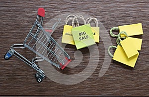 Miniature shopping cart with paper bags discount and big sale