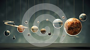 Miniature solar system planets view