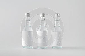 Miniature Spirits Liquor Bottle Mock-Up - Three Bottles. Blank Label photo