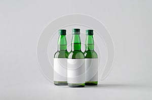 Miniature Spirits / Liquor Bottle Mock-Up - Three Bottles. Blank Label