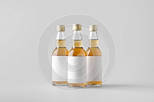 Miniature Spirits / Liquor Bottle Mock-Up - Three Bottles. Blank Label