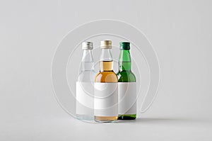 Miniature Spirits / Liquor Bottle Mock-Up - Three Bottles. Blank Label