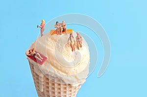 Smmer sunbathers in ice cream photo