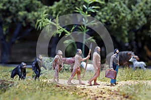 Miniature of Theory of evolution of man. Human development.