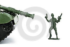 Miniature Toy Tank and Soldier