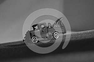 Miniature truck in black and white