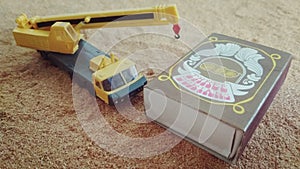 Miniature truck crane with matchbox1