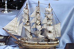 Miniature wooden ship