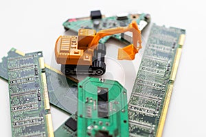 Miniature workers repair harddisk drive . High quality photo