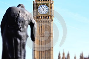 Miniaturised Shot Of Big Ben And Palace Of Westminster With Statu photo