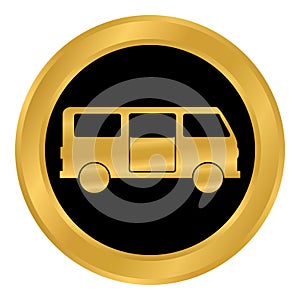 Minibus button on white.