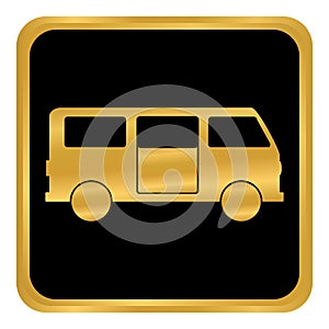 Minibus button on white.