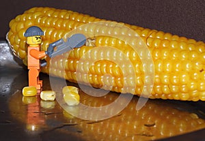 Minifigures cuts corn grains 2