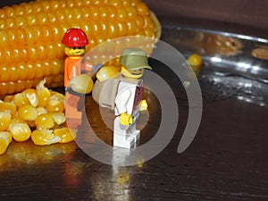 Minifigures cuts corn grains 21