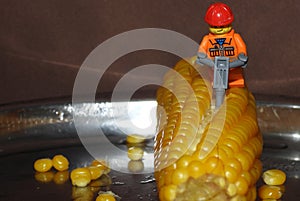 Minifigures cuts corn grains 5