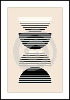 Minimal 20s geometric design poster, vector template with primitive shapes