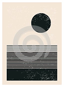 Minimal 20s geometric design poster, vector template with primitive shapes