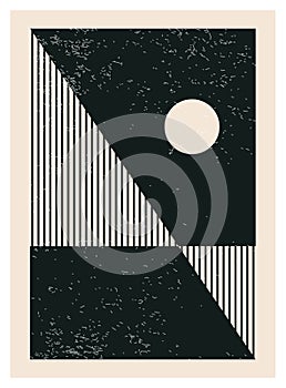 Minimal 20s geometric design poster, vector template with primitive shapes