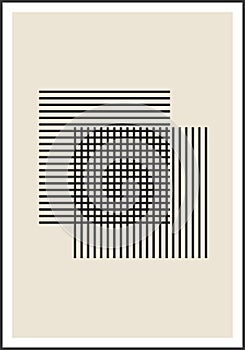 Minimal 20s geometric design poster, vector template with primitive shapes