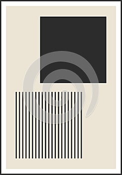 Minimal 20s geometric design poster, vector template with primitive shapes