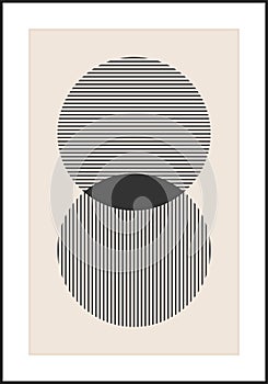 Minimal 20s geometric design poster, vector template with primitive shapes