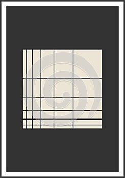 Minimal 20s geometric design poster, vector template with primitive shapes