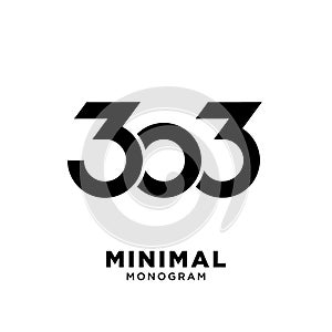 Minimal 303 Black Number vector Logo Design