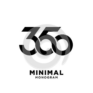 Minimal 350 Black Number vector Logo Design