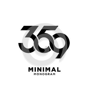 Minimal 359 Black Number vector Logo Design