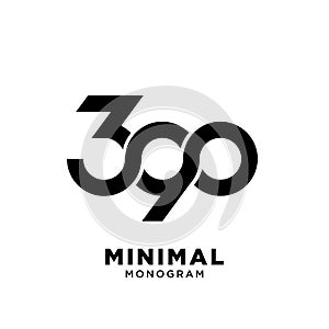 Minimal 390 Black Number vector Logo Design