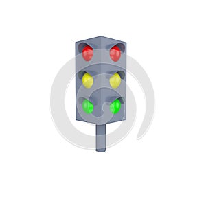 minimal 3d Illustration Traffic light, Traffic signal with Red, Yellow, and Green Light. signal system for safety driving control